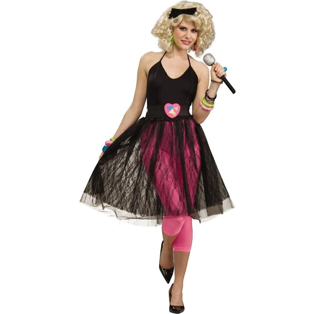 Lace Skirt 80s Retro Adult Womens Standard Up to Size 12 Halloween Costume Black